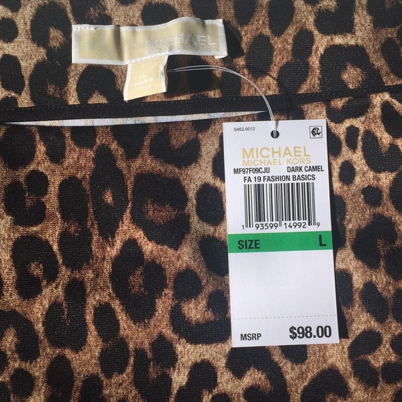 NWT Leopard Print Skirt Faux Vegan Leather Accent - Picture 4 of 7